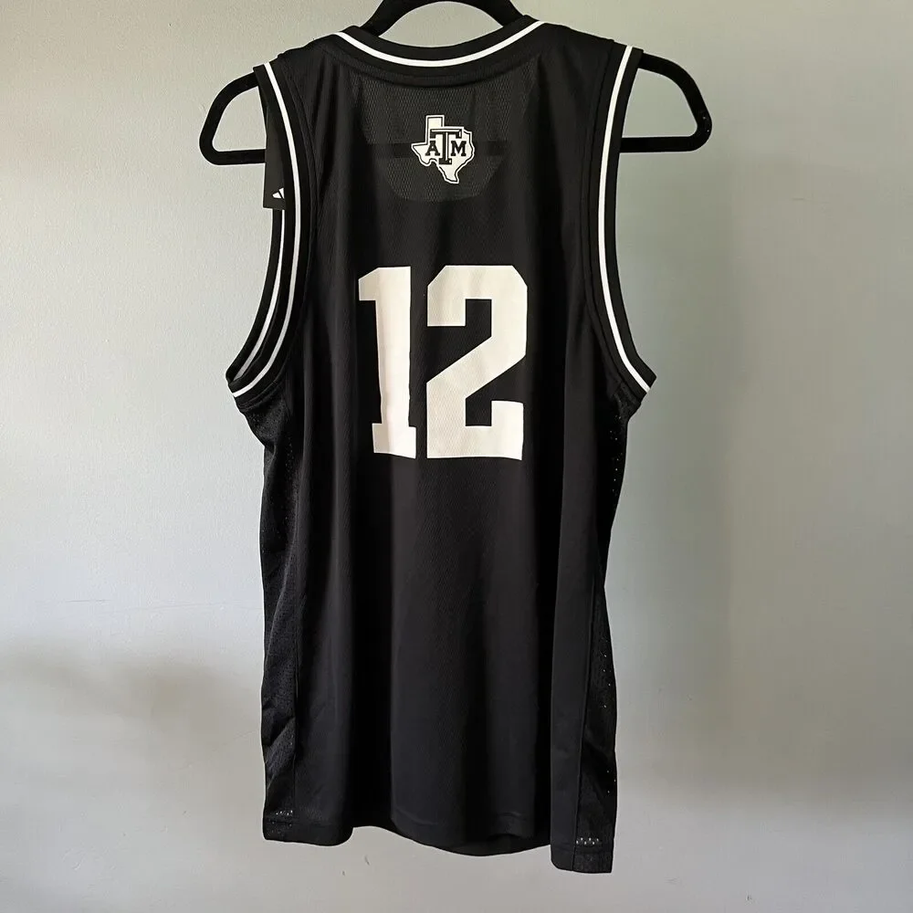 Texas A&M Basketball Aggies Adidas Men’s 12th Man Black NEW w Tags Med